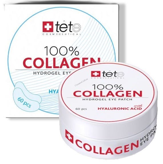 Tete Cosmeceutical 100% Collagen Hydrogel Eye Patch (Гидроколлагеновые патчи для глаз с гиалуроновой кислотой), 60 шт