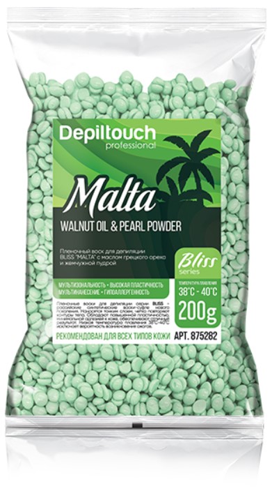 Bliss Malta Wax (Полимерный пленочный воск Malta Bliss с маслом грецкого ореха и жемчужной пудрой)