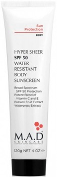 M.A.D Skincare Solar Protection Hyper Sheer SPF 50 water Resistant Body Lotion (     SPF 50), 120  - ,   