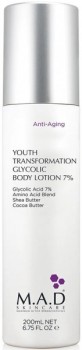 M.A.D Skincare Anti-Aging Youth Transformation Glycolic Body Lotion 7% (Омолаживающий лосьон для тела с 7% гликолевой кислотой), 200 мл