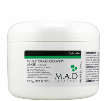 M.A.D Skincare Wheatgrass Recovery Mask (Восстанавливающая маска «SOS» с ростками пшеницы и каннабидиолом), 240 г