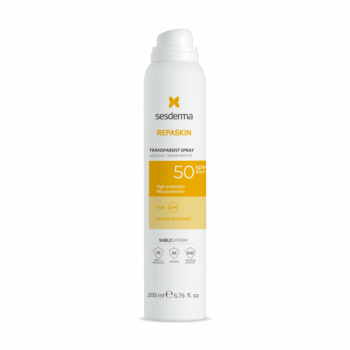 Repaskin Transparent Spray Body sunscreen SPF 50 (Спрей солнцезащитный прозрачный для тела СЗФ 50), 200 мл