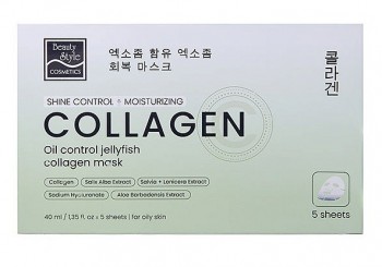 Oil Control Jellyfish Collagen (Тканевая себорегулирующая увлажняющая маска), 40мл * 5 мл